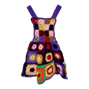 Vintage 1970’s Toddler Crochet Granny Square Dress